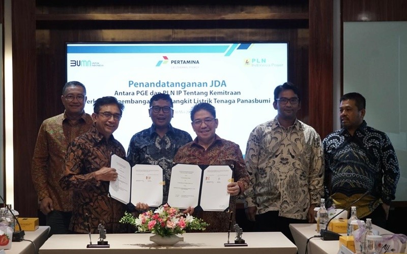 Sinergi antara PGEO dan PLN IP ini ditandai dengan penandatanganan Joint Development Agreement. (PGE)