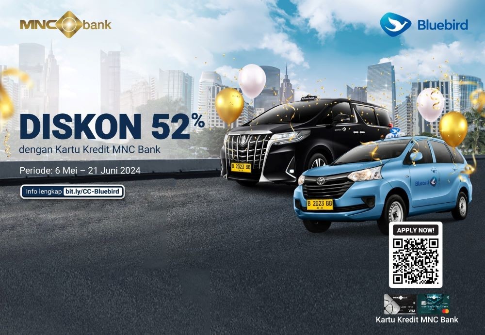 Nikmati Diskon Bluebird 52 Persen dengan Kartu Kredit MNC Bank. Foto: MNC Media.