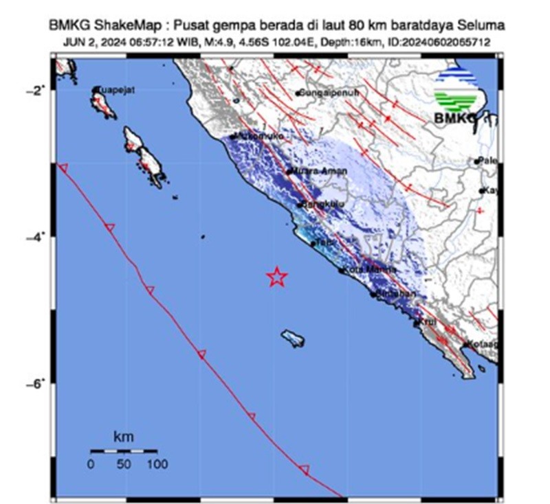 Gempa M 4,9 Guncang Seluma Bengkulu, BMKG: Tak Berpotensi Tsunami (foto dok bmkg)