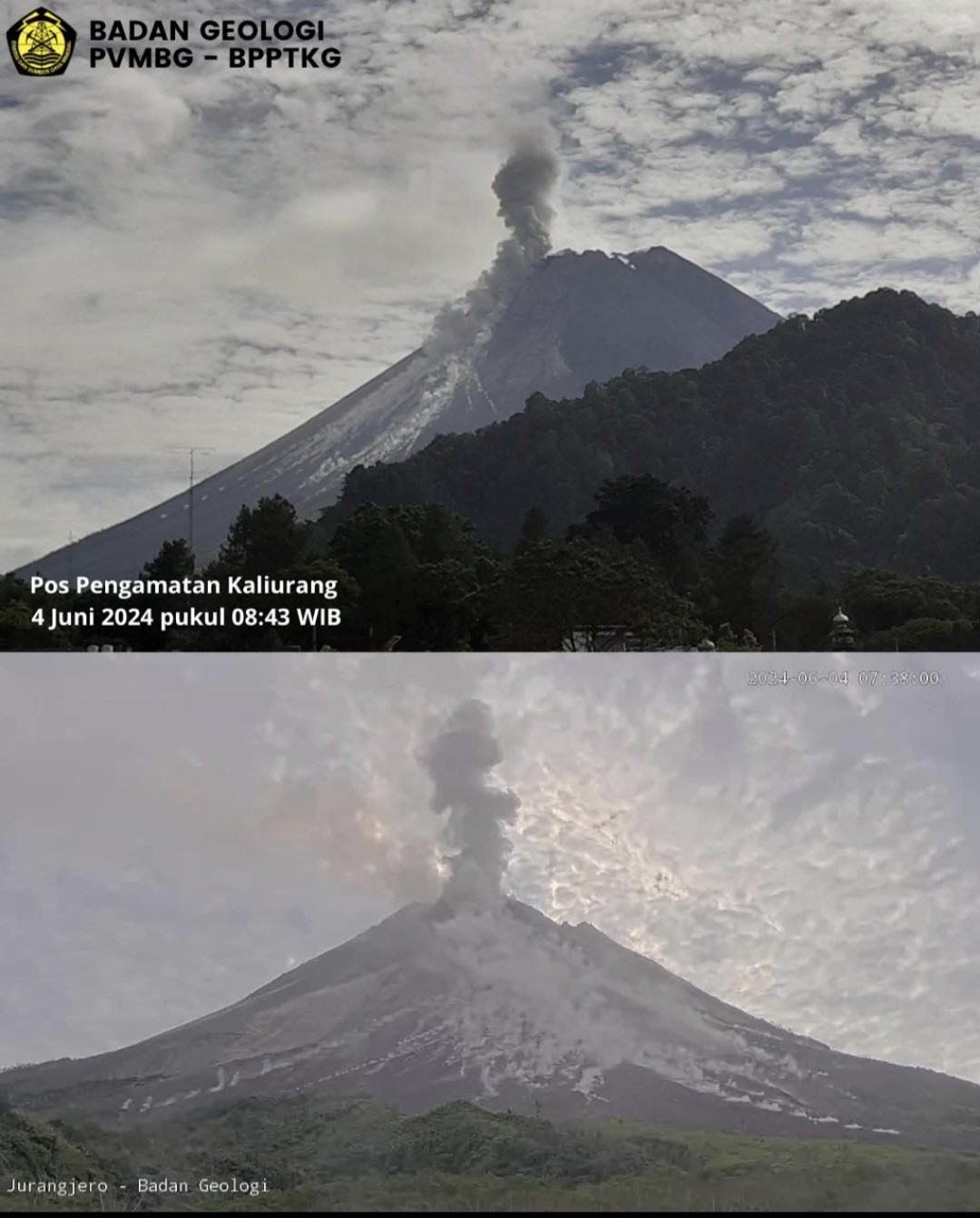 Terjadi Dua Kali Awan Panas Guguran di Puncak Gunung Merapi Hari Ini (FOTO:Dok Ist)