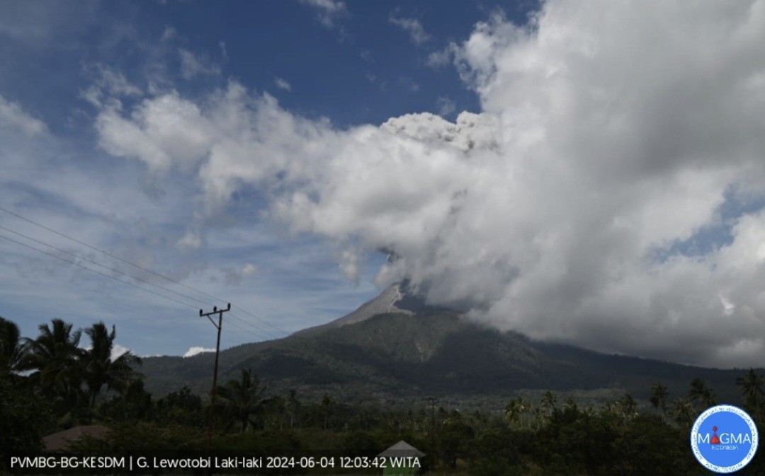 Gunung Lewotobi Laki-Laki Erupsi Siang Ini, Letusan 200 Meter di Atas Puncak (FOTO:Dok Ist)