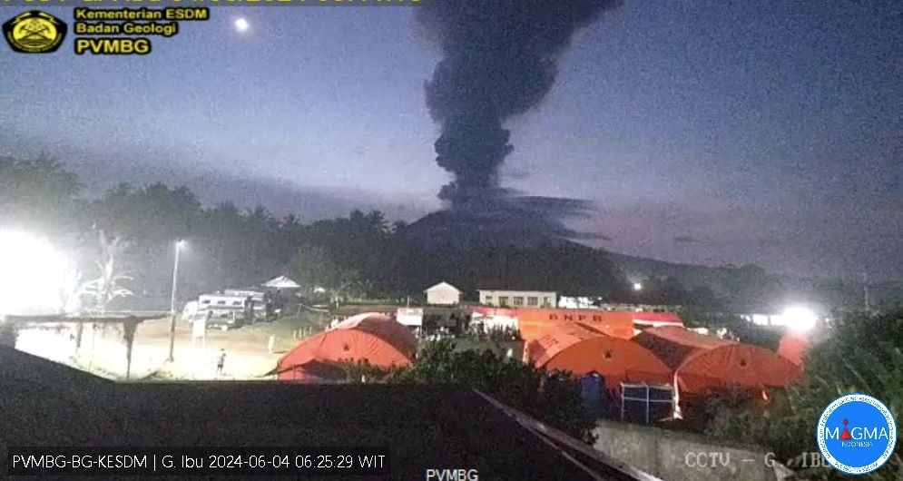 Gunung Ibu Kembali Erupsi, Kolom Letusan Capai 5.000 Meter. (Foto: Dok. PVMBG)