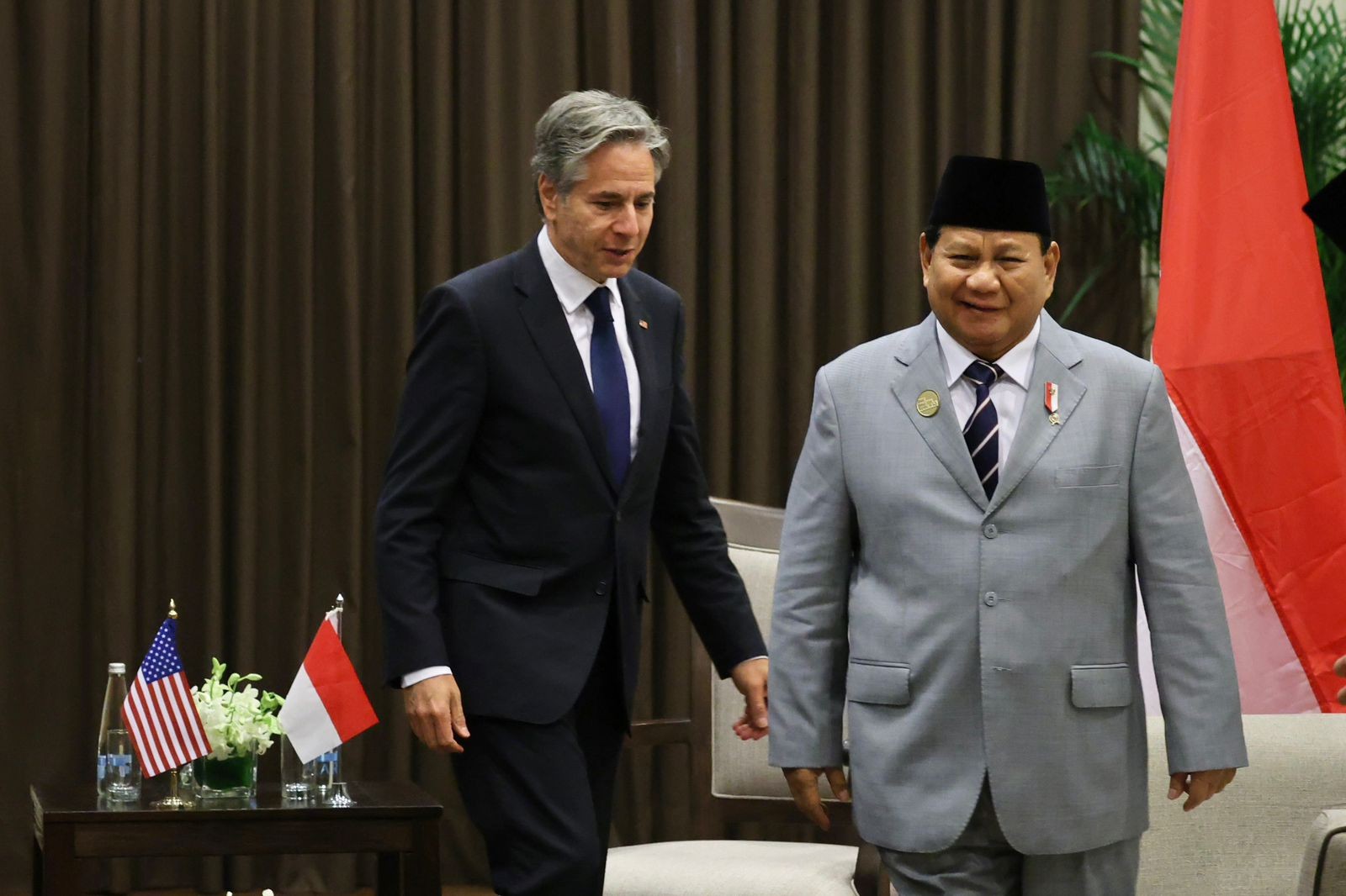 Prabowo Bertemu Menlu AS Blinken, Bahas Gencatan Senjata Permanen di Gaza. (Foto: MNC Media)