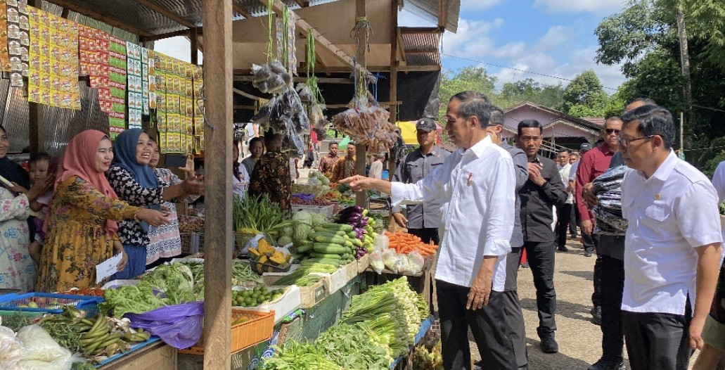 Cek Harga Pangan di Pasar Barito Timur Kalteng, Jokowi: Sama dengan Jawa (FOTO:Dok Ist)