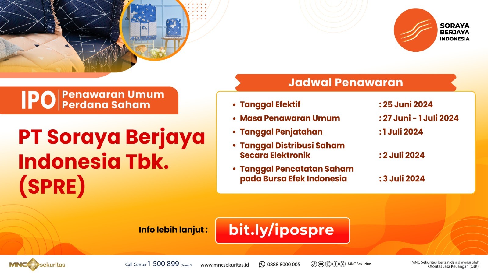 Soraya Berjaya Indonesia (SPRE) IPO, Tawarkan Harga Rp125 per Saham. (Foto MNC Media)