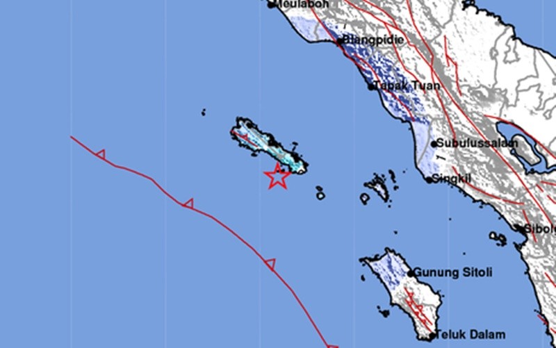 Gempa bumi berkekuatan Magnitudo 4,9 mengguncang Sinabang, Aceh. (BMKG)