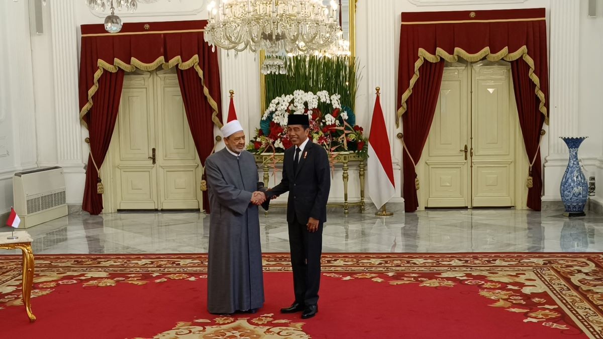 Tak Jadi Resmikan Infrastruktur di Jabar, Jokowi Terima Kunjungan Grand Syekh AL Azhar. (Foto: Raka/MNC Media)