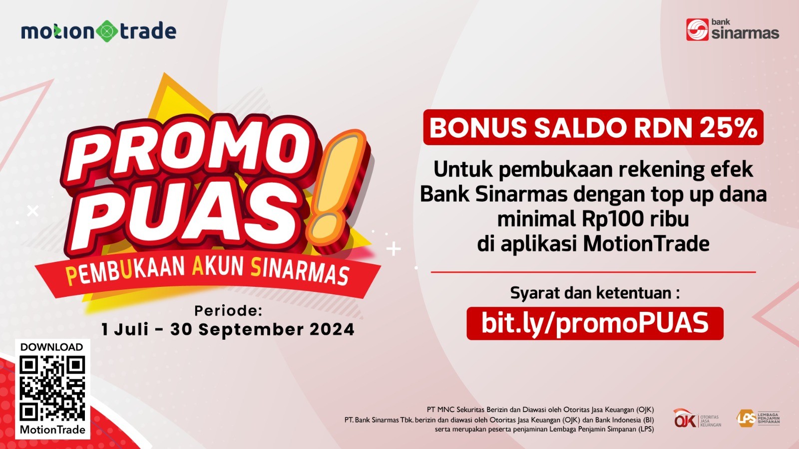 Ayo Buka RDN Sinarmas di Aplikasi MotionTrade, Bonus Saldo 25 Persen (FOTO:MNC Media)
