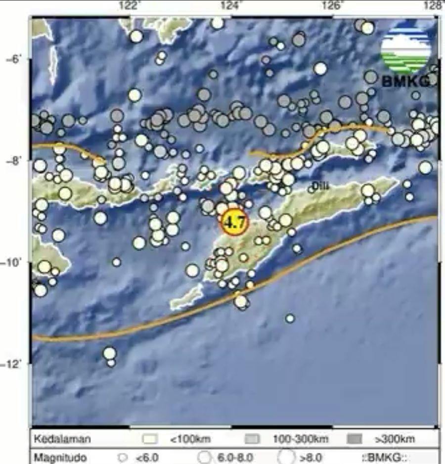 Gempa M4,7 Landa Timor Tengah Utara NTT, Tidak Berpotensi Tsunami. (Foto: Dok. BMKG)