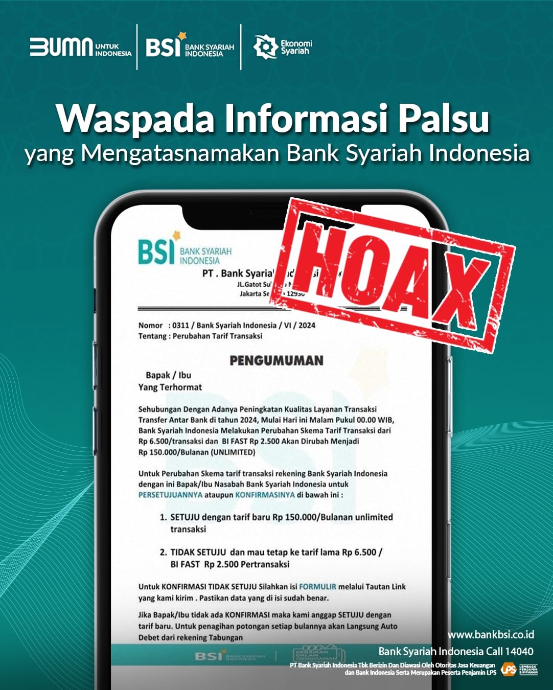BSI (BRIS) Imbau Nasabah Selalu Waspadai Modus Penipuan Online (FOTO:Dok BSI)