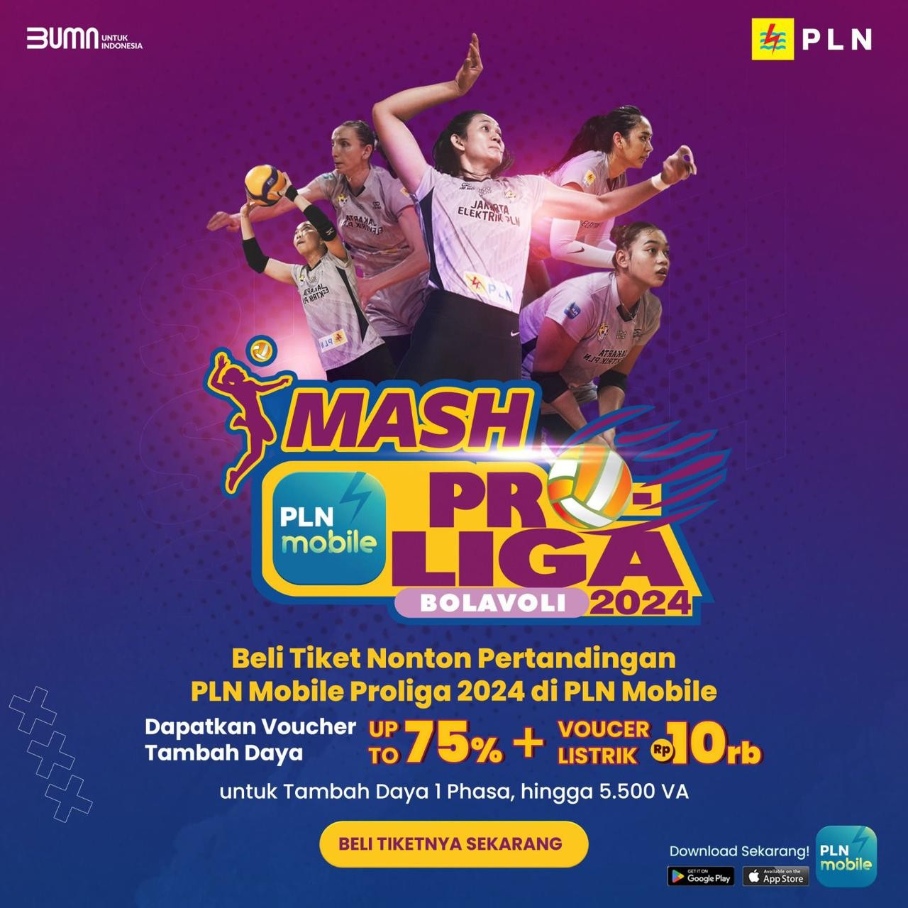 Menyala, Promo Smash PLN Mobile Proliga 2024 Diminati Lebih dari 27 Ribu Pelanggan. (Foto: MNC Media)