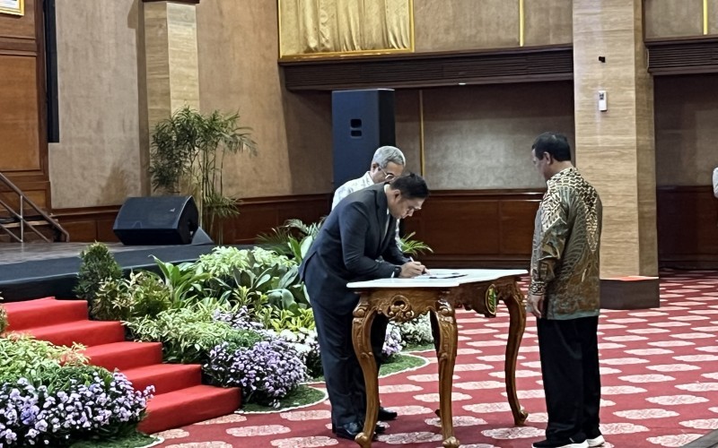 Sudaryono resmi menjabat Wamentan setelah melakoni sertijab dengan pendahulunya Harvick Hasnul Qolbi. (Kementan)