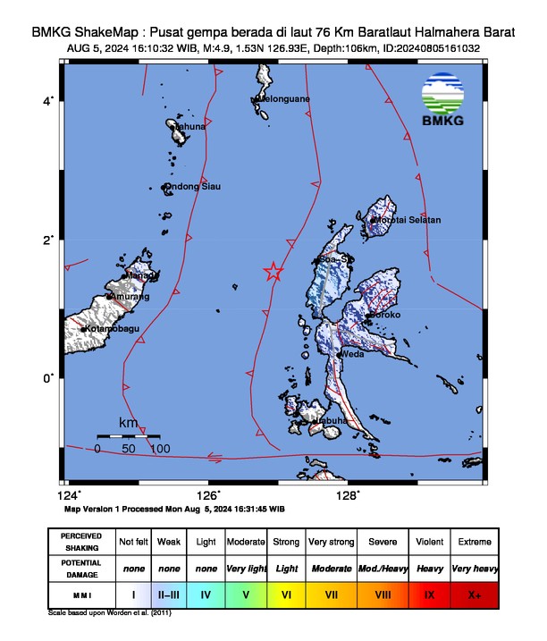 Gempa M4,9 Guncang Halmahera Barat, Terasa hingga Ternate. (Foto: MNC Media)