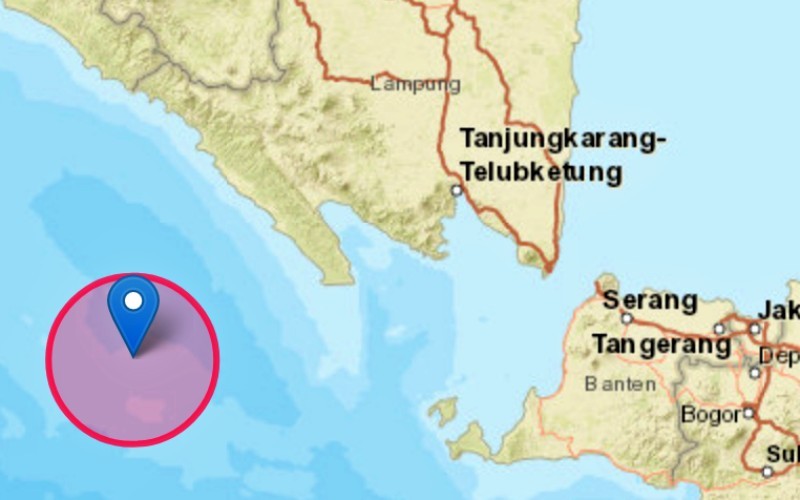 Gempa bumi dengan kekuatan Magnitudo 5,3 mengguncang Pesisir Barat, Lampung. (BMKG)