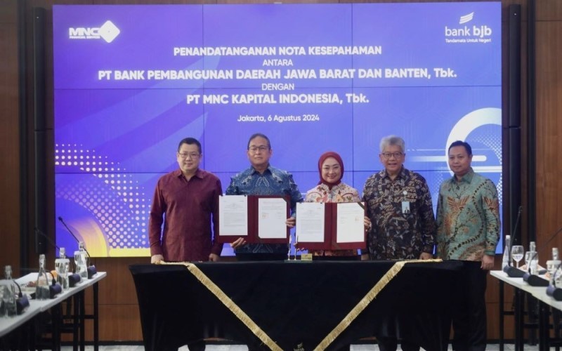 PT MNC Kapital Indonesia Tbk (BCAP) menjalin kerja sama dengan bank BJB (BJBR) dalam rangka mengakselerasi layanan keuangan digital. (Foto: MNC Media)