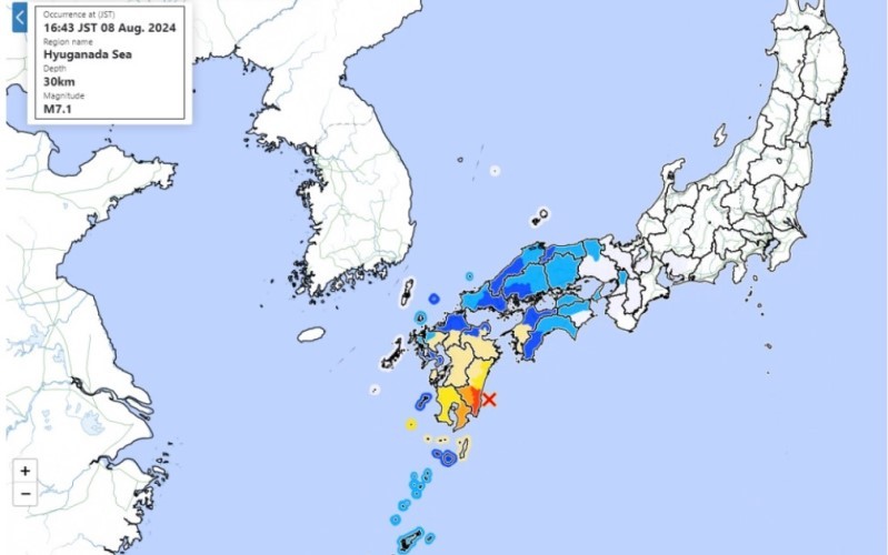 Gempa bumi mengguncang Jepang dengan kekuatan hingga 7,1 magnitudo. (Foto: Kyodo News)