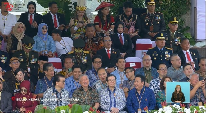 Prajogo Pangestu hingga Aguan Turut Hadir di Upacara HUT Ke-79 RI di IKN. (Foto: Tangkapan Layar Youtube Sekretariat Presiden)