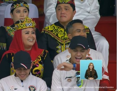 Dua Peraih Emas Olimpiade Hadir Upacara HUT RI di IKN. (Foto: Tangkapan Layar Youtube Sekretariat Presiden)