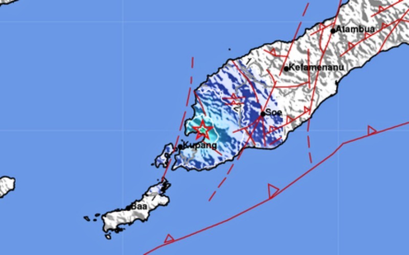Gempa bumi berkekuatan Magnitudo 4,3 mengguncang Kupang, Provinsi Nusa Tenggara Timur atau NTT. (BMKG)