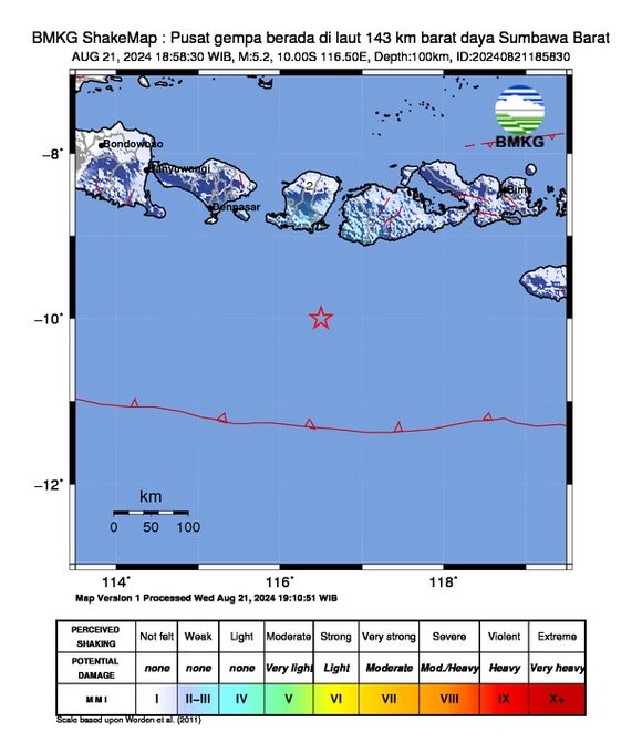 Gempa M5,2 Guncang Sumbawa Barat, BMKG: Tidak Berpotensi Tsunami. (Foto: Dok. BMKG)