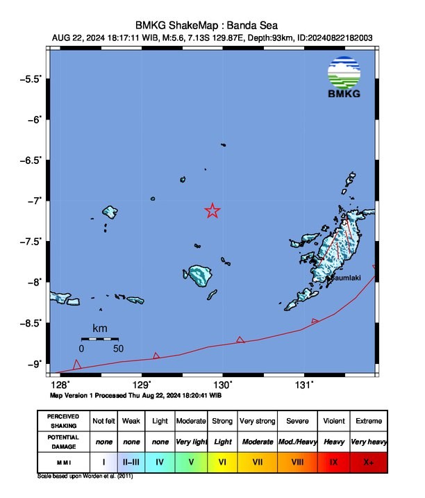 Gempa M5,6 Guncang Tanimbar Maluku, Tidak Berpotensi Tsunami. (Foto: Dok. BMKG)