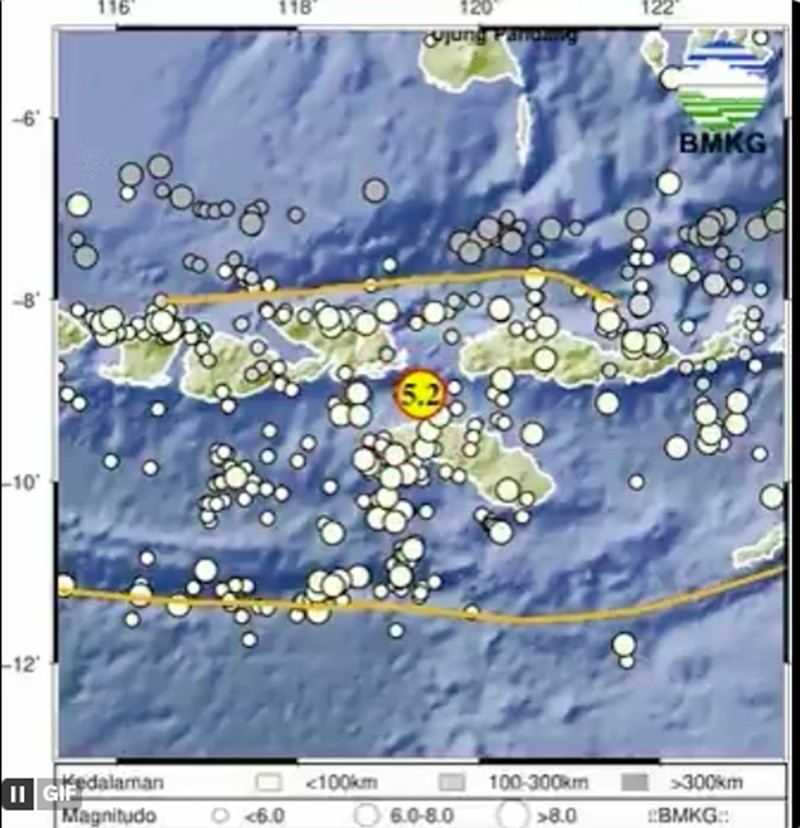 Gempa M 5,2 Guncang Tambolaka NTT, Tak Berpotensi Tsunami (foto bmkg)