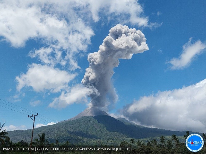 Gunung Lewotobi Laki-laki Meletus Dua Kali Hari Ini, Disertai Gempa (foto PGA Lewotobi Laki-laki)