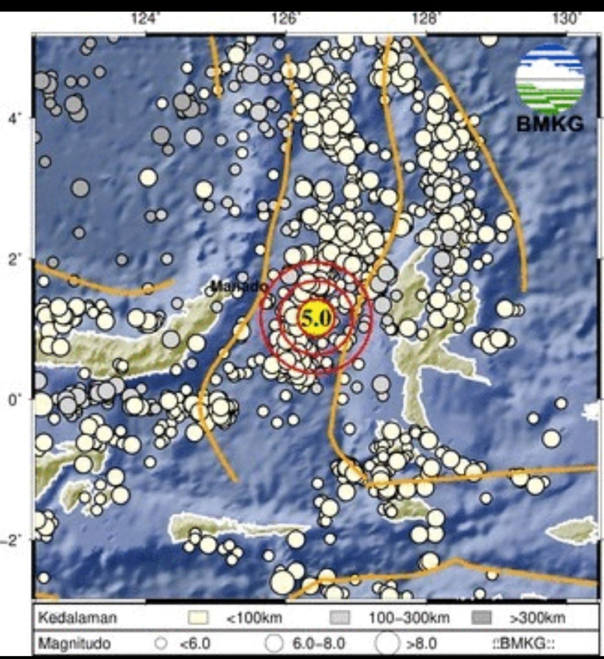Gempa M5,0 Guncang Ternate, Tidak Berpotensi Tsunami. (Foto: Dok. BMKG)