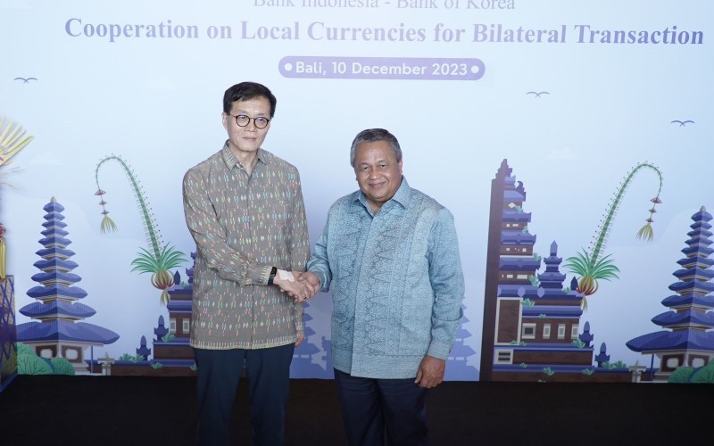 Bank Indonesia (BI) dan Bank of Korea (BOK) sepakat mendorong penggunaan mata uang lokal dalam transaksi perdagangan bilateral. (Foto: Dok. BI)