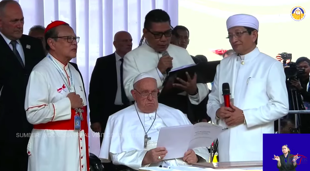 Paus Fransiskus Harap Terowongan Silaturahmi Jadi Simbol Kehidupan Bersama yang Damai. (Foto: Tangkapan Layar Indonesia Papal Visit Committee)