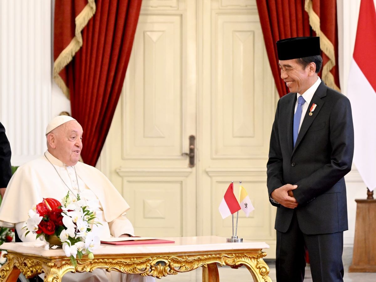 Jokowi Ungkap Obrolan Empat Mata dengan Paus Fransiskus, Salah Satunya soal Palestina. (Foto: Biro Pers Setpres)