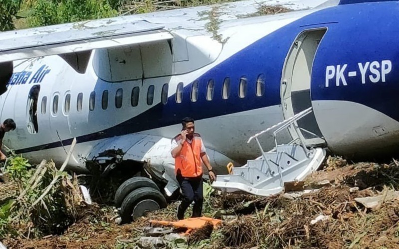 Pesawat Trigana Air tergelincir di Bandara Kamanap Serui, Papua. (Istimewa)