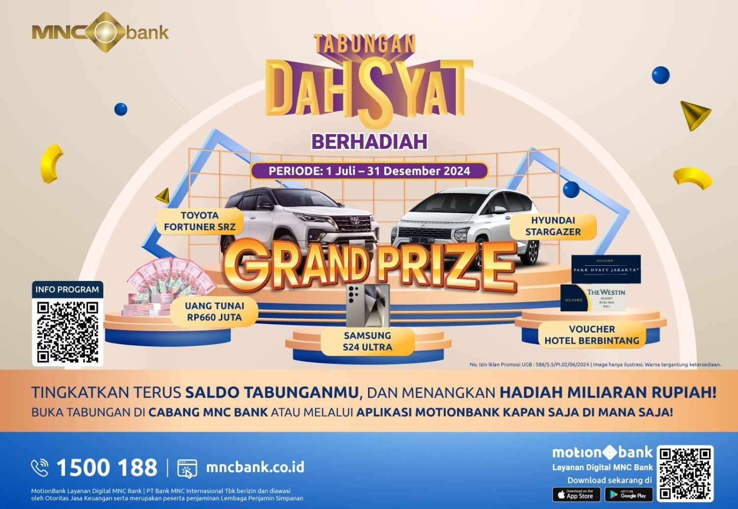 Kembali Digelar, MNC Bank Akan Undi Pemenang Tabungan Dahsyat Berhadiah. (Foto: MNC Media)