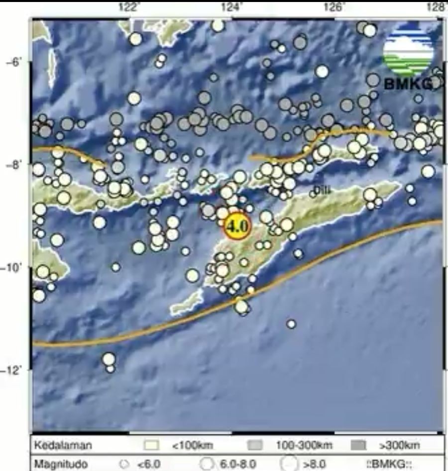 Gempa M4,0 Terjadi di Timor Tengah Utara NTT, Tidak Berpotensi Tsunami. (Foto: Dok. BMKG)