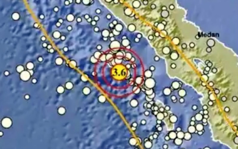 Gempa bumi berkekuatan Magnitudo 3,6 mengguncang Sinabang, Aceh, Rabu (9/10/2024) (BMKG)