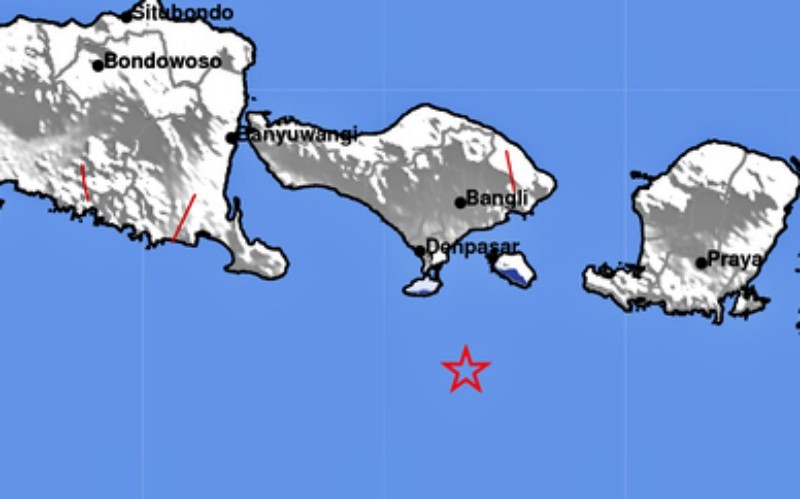 Gempa bumi dengan kekuatan Magnitudo 4,0 mengguncang Kuta Selatan, Bali.