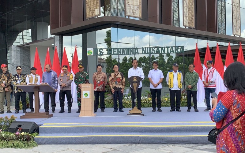 Presiden Jokowi meresmikan Rumah Sakit Hermina Nusantara di Kawasan Ibu Kota Nusantara, Kalimantan Timur. (Binti Mufarida/MPI)