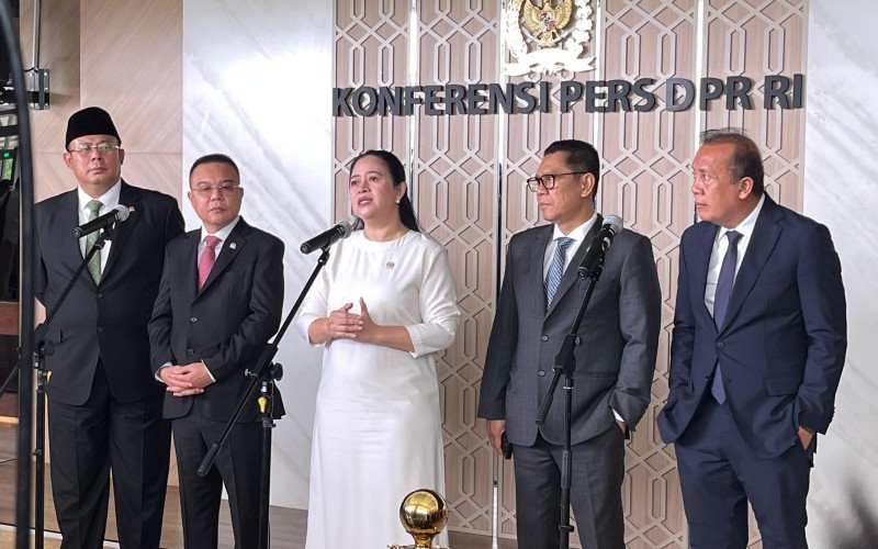 Ketua DPR RI Puan Maharani saat jumpa pers (Achmad Al Fiqri/MPI)
