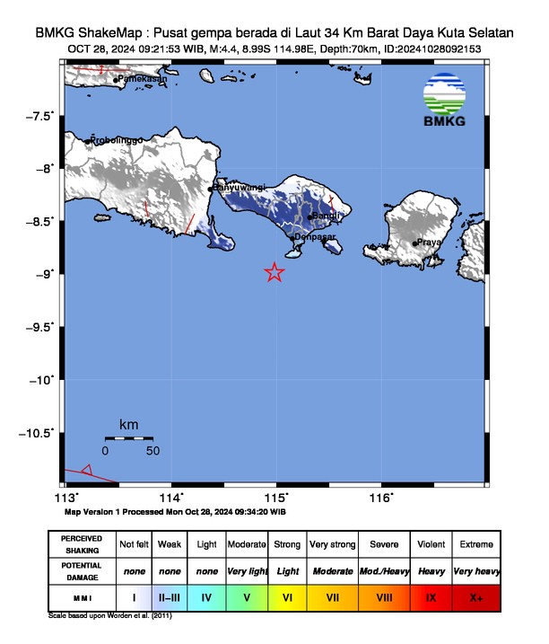 Gempa M4,4 Guncang Kuta Selatan Bali, Terasa hingga Lombok dan Sumbawa. (Foto: MNC Media)