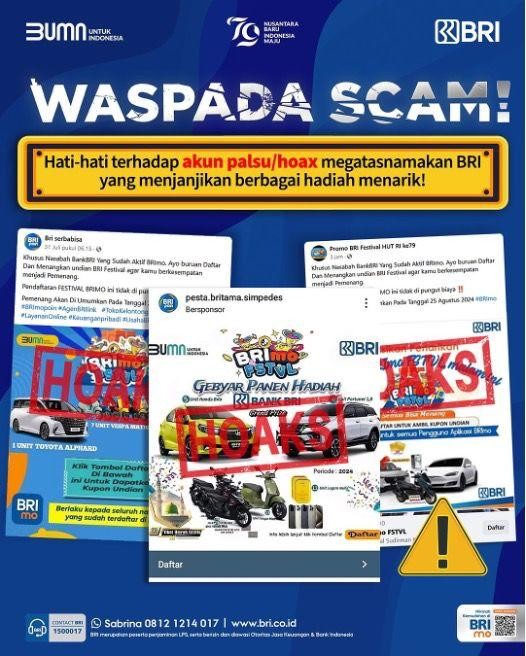Ini Tips BRI (BBRI) agar Nasabah Terhindar Penipuan Mengatasnamakan BRImo FSTVL (FOTO:Dok BRI)