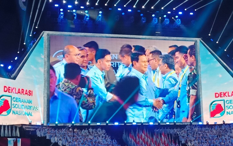 Presiden Prabowo Subianto meminta agar para relawan yang tergabung dalam Gabungan Soladoritas Nasional (GSN) patungan sebesar Rp100 ribu per bulan. (MNC Media)