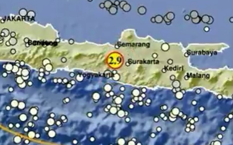 Gempa bumi dengan kekuatan Magnitudo 2,9 mengguncang Salatiga, Jawa Tengah. (BMKG)