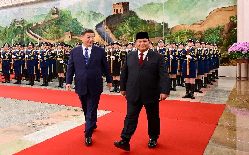 Xi Jinping Sambut Prabowo dengan Upacara Megah. (Foto: MNC Media)