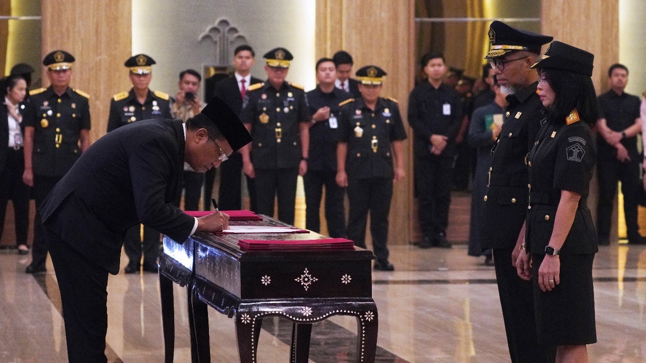 Supratman Lantik Eselon I Kemenkum, Harapkan Penguatan Hukum dan Reformasi Birokrasi. (Foto: MNC Media)