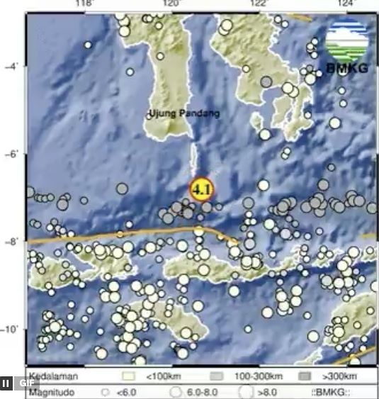Gempa M4,1 Guncang Selayar Sulsel Pagi Ini. (Foto: Dok. BMKG)