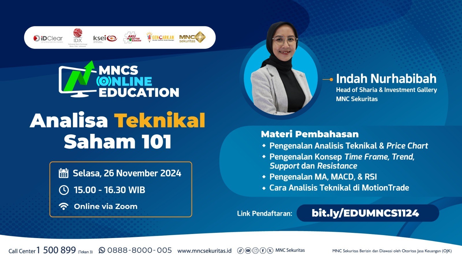 MNC Sekuritas Gelar Webinar Gratis “Analisa Teknikal Saham 101” untuk Investor Pemula Hari Ini. (Foto: MNC Media)