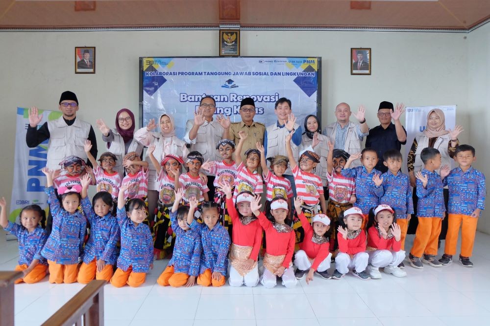PNM, Jamkrindo, Askrindo, dan Bank IBK Dukung Sarana Belajar yang Nyaman Bagi Anak-Anak Desa. Foto: MNC Media.