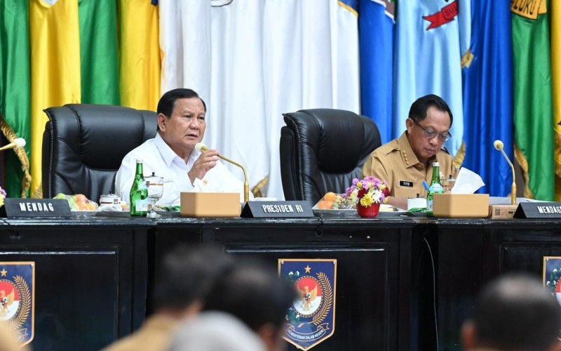 Presiden Prabowo Subianto saat Rapat Koordinasi Pengendalian Inflasi Tahun 2024 di Sasana Bhakti Praja, Kementerian Dalam Negeri, Jakarta (MNC Media)