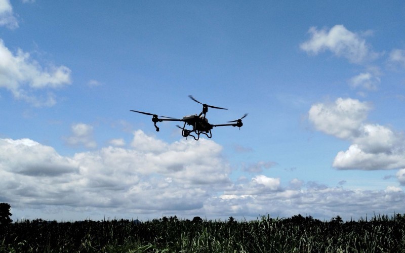 Menko Bidang Pangan Zulkifli Hasan takjub dengan teknologi drone untuk menyiram tanaman tebu petani di Kabupaten Malang, Jawa Timur.