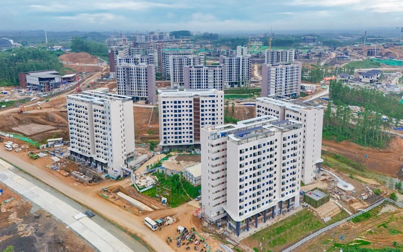 Pembangunan rumah susun (rusun) di Ibu Kota Nusantara (IKN). (Foto: Arsip)